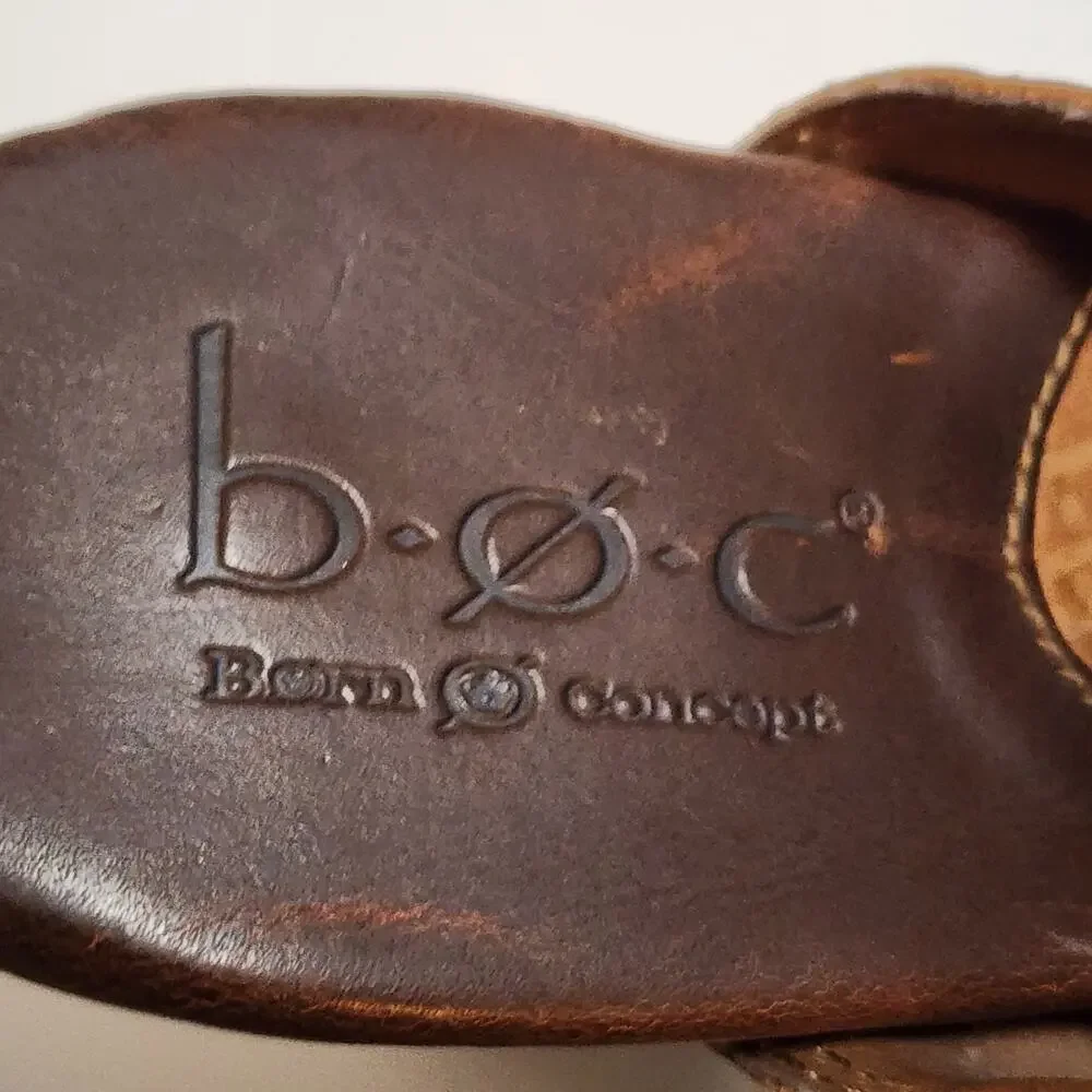BOC Brown Leather‎ Slip On Clogs Stacked Heel Women's SZ 8